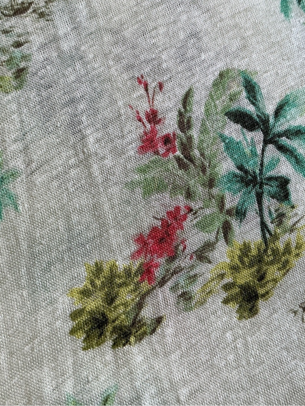 J Jill 100% Linen Tropical Floral Top Short Sleeve Coral Pink Women's L - Picture 10 of 11